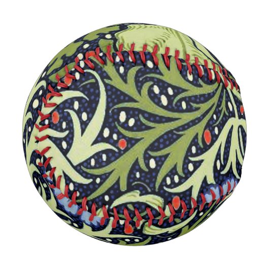 William Morris Seaweed Antike Blume Baseball (Vorderseite Links)