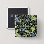 William Morris Seaweed Antike Blume Button (Vorne & Hinten)