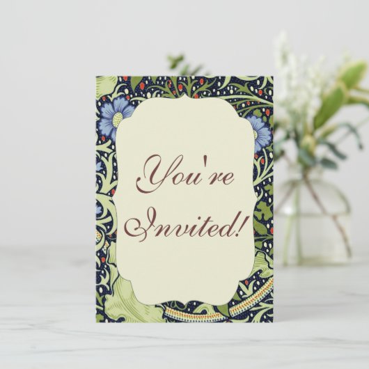 William Morris Seaweed Antike Blume Einladung (Stehend Vorderseite)