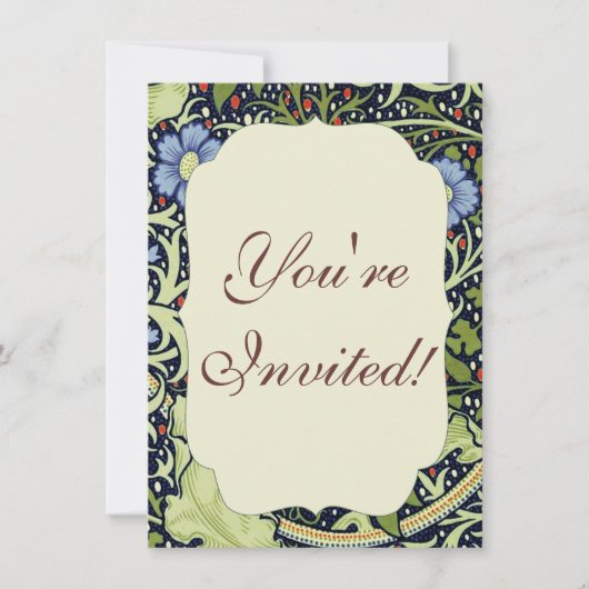 William Morris Seaweed Antike Blume Einladung (Vorderseite)