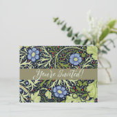 William Morris Seaweed Antike Blume Einladung (Stehend Vorderseite)