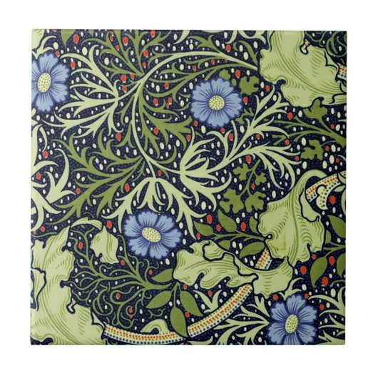 William Morris Seaweed Antike Blume Fliese (Vorderseite)