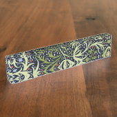 William Morris Seaweed Antike Blume Namensplakette (Seite)