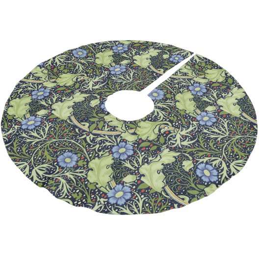William Morris Seaweed Antike Blume Polyester Weihnachtsbaumdecke (Schrägansicht)