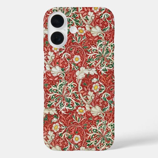 William Morris Seaweed Antike Blume Rot Grün Case-Mate iPhone Hülle (Rückseite)