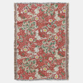 William Morris Seaweed Antike Blume Rot Grün Decke (Vorderseite Vertikal)
