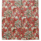 William Morris Seaweed Antike Blume Rot Grün Duschvorhang (Vorderseite)