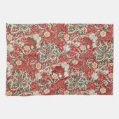 William Morris Seaweed Antike Blume Rot Grün Geschirrtuch (Horizontal)