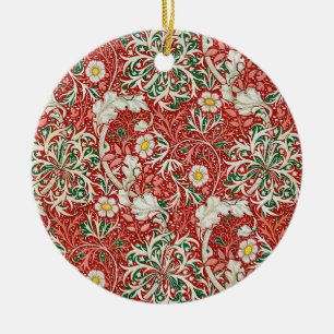 William Morris Seaweed Antike Blume Rot Grün Keramik Ornament