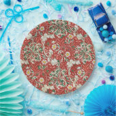 William Morris Seaweed Antike Blume Rot Grün Pappteller (Party)