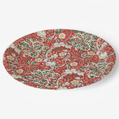 William Morris Seaweed Antike Blume Rot Grün Pappteller (Schrägansicht)