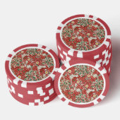 William Morris Seaweed Antike Blume Rot Grün Pokerchips (Stapel)