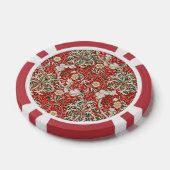 William Morris Seaweed Antike Blume Rot Grün Pokerchips (Einzeln)
