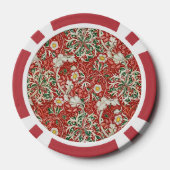 William Morris Seaweed Antike Blume Rot Grün Pokerchips (Rückseite)