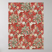 William Morris Seaweed Antike Blume Rot Grün Poster (Vorne)