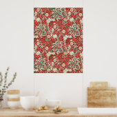 William Morris Seaweed Antike Blume Rot Grün Poster (Küche)