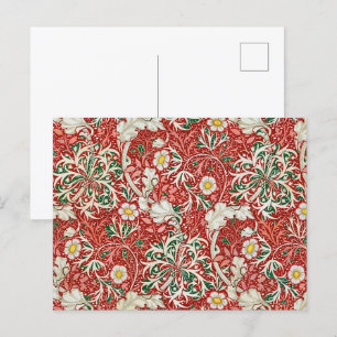 William Morris Seaweed Antike Blume Rot Grün Postkarte