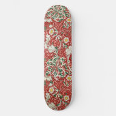 William Morris Seaweed Antike Blume Rot Grün Skateboard (Vorderseite)