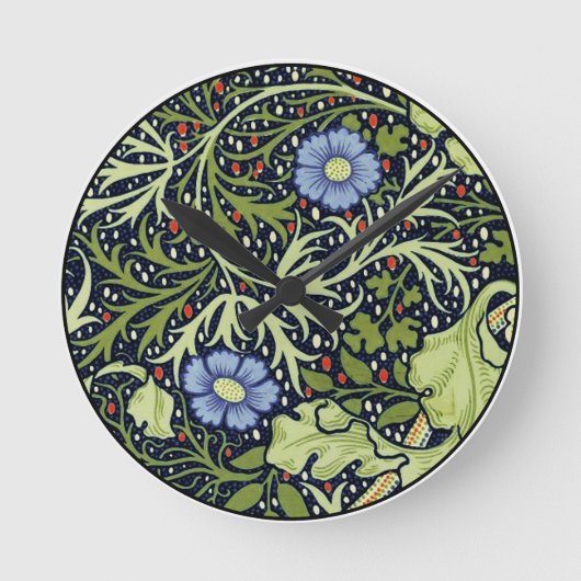 William Morris Seaweed Antike Blume Runde Wanduhr (Vorderseite)