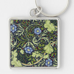 William Morris Seaweed Antike Blume Schlüsselanhänger