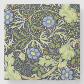 William Morris Seaweed Antike Blume Steinuntersetzer (Vorderseite)