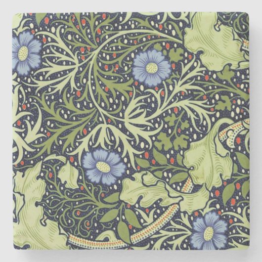 William Morris Seaweed Antike Blume Steinuntersetzer (Vorderseite)