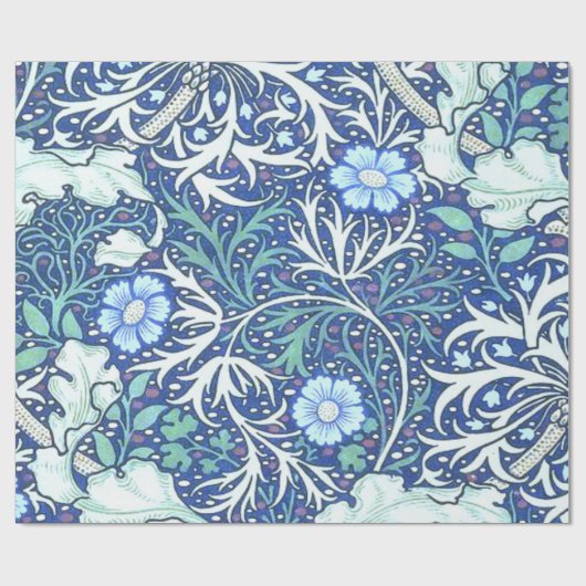 William Morris Seaweed Blue Pattern Geschenkpapier (Flach)