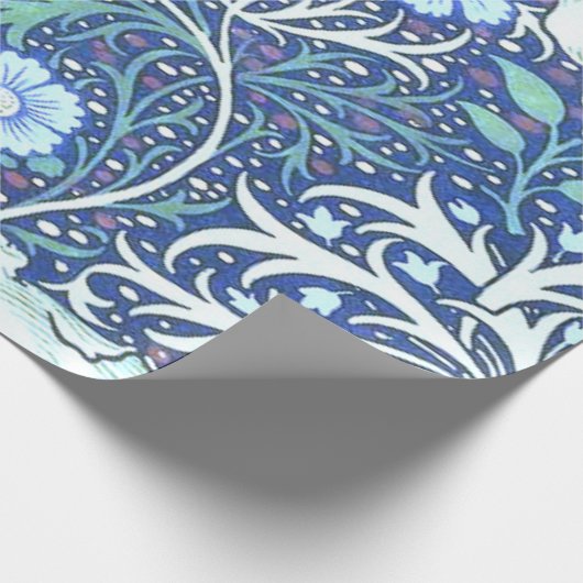 William Morris Seaweed Blue Pattern Geschenkpapier (Ecke)