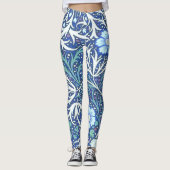 William Morris Seaweed Blue Pattern Leggings (Vorderseite)