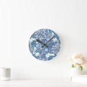 William Morris Seaweed Blue Pattern Runde Wanduhr (Zuhause)