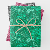 William Morris Seaweed Floral, Aqua Pink und Black Geschenkpapier Set (Beispiel)