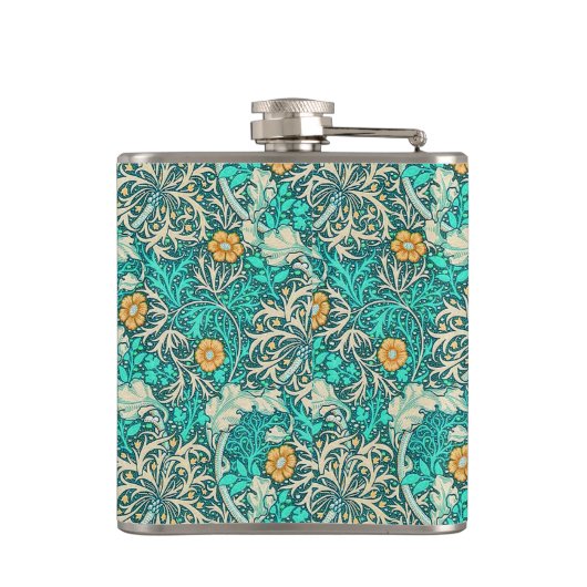 William Morris Seaweed Muster mit Ihrer Monogram Flachmann (Rückseite)