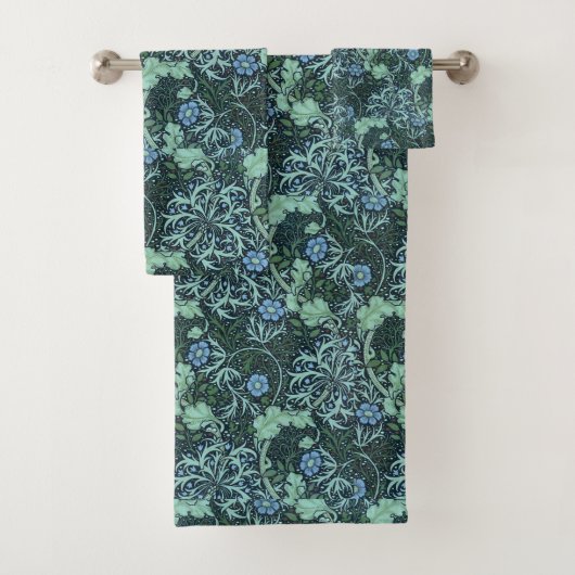William Morris Seaweed Pattern Badhandtuch Set (Insitu)