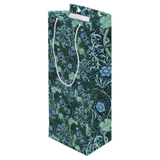 William Morris Seaweed Pattern Geschenktüte Für Weinflaschen (Rückseite Schrägansicht)