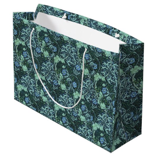William Morris Seaweed Pattern Große Geschenktüte (Rückseite Schrägansicht)