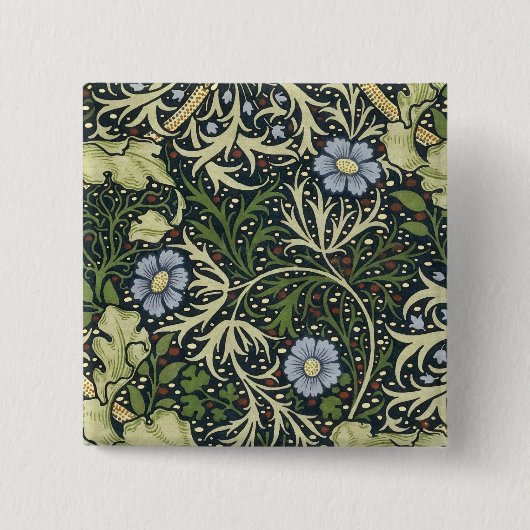 William Morris Seaweed Pattern Vintage Kunst Button (Vorderseite)