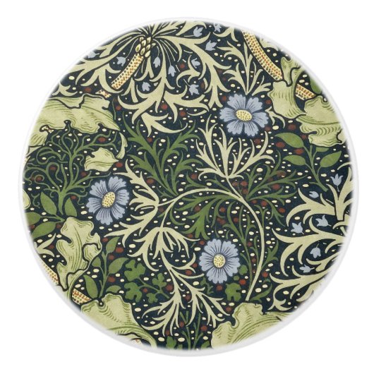 William Morris Seaweed Pattern Vintage Kunst Keramikknauf (Vorderseite)
