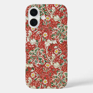 William Morris Seetang Antique Flower Rot Grün iPhone 16 Hülle