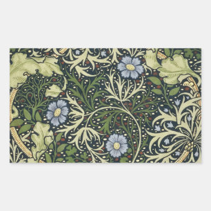 William Morris Seetang-Muster Blumenvintage-Kunst Rechteckiger Aufkleber