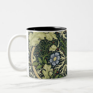 William Morris Seetang-Muster Blumenvintage-Kunst Zweifarbige Tasse