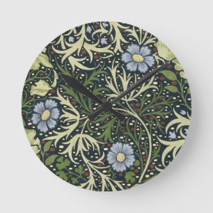 William Morris Seetang-Muster Florales Vintage-Kun Runde Wanduhr