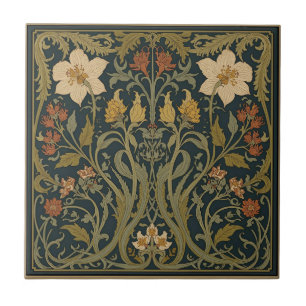 William Morris Seetang Vintage-Blumen Art Nouveau Fliese