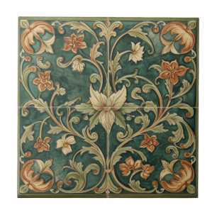 William Morris Seetang Vintage-Blumen Art Nouveau Fliese