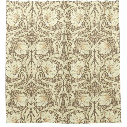 William Morris, sepia pimpernel, art nouveau Duschvorhang (Vorderseite)