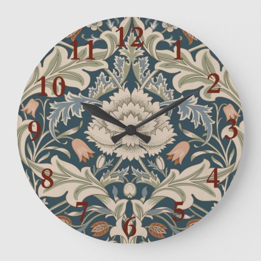 William Morris Severn Floral Garden Blume Classic Große Wanduhr (Vorderseite)