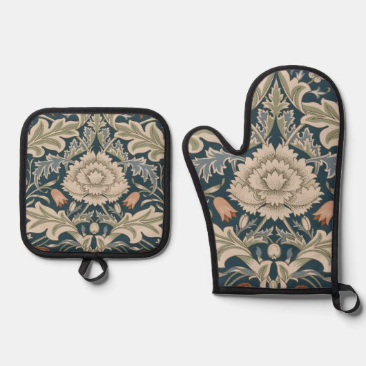 William Morris Severn Floral Garden Blume Classic Ofenhandschuh & Topflappen-Set (Vorderseite)
