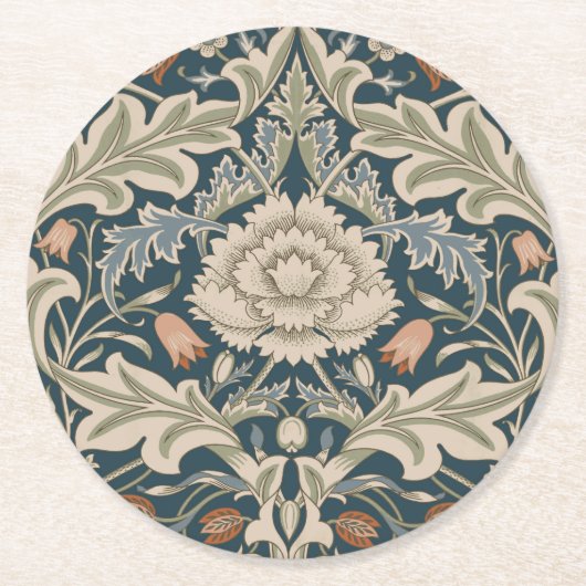 William Morris Severn Floral Garden Blume Classic Runder Pappuntersetzer (Vorderseite)