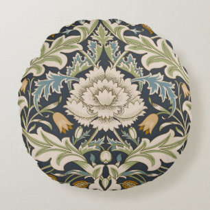 William Morris Severn Navyblaue Blumengestaltung Rundes Kissen