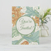 William Morris Single Stem Floral Pattern Einladung (Stehend Vorderseite)