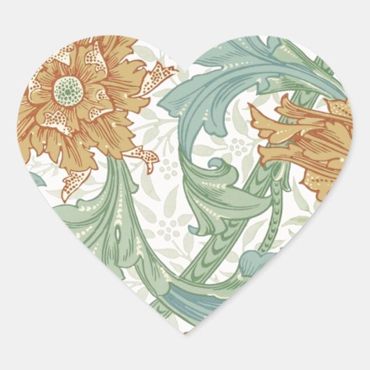 William Morris Single Stem Floral Pattern Herz-Aufkleber (Vorderseite)